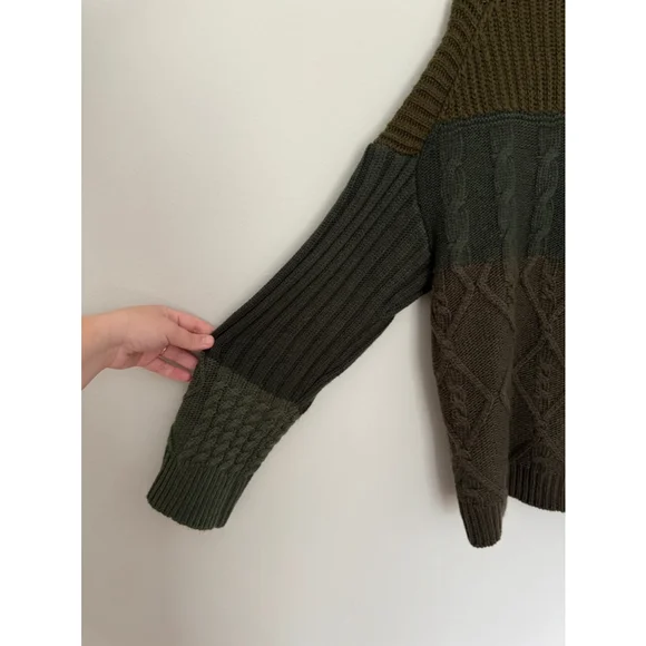 Women's Abel Green Brown Patchwork Sweater Size M - Picture 9 of 12
